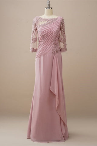 Long Sleeves Dusty Rose Mother of the Bride Dress with Appliques