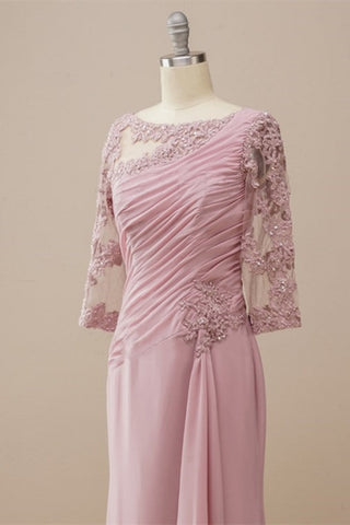 Long Sleeves Dusty Rose Mother of the Bride Dress with Appliques