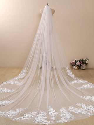 3D Flower Lace with Rhinestones Cathedral Veil Bridal Veil Wedding Veil