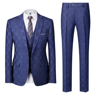 Tailored Fit Single Breasted One-button 3 Pieces Plaid Men's Wedding Suits