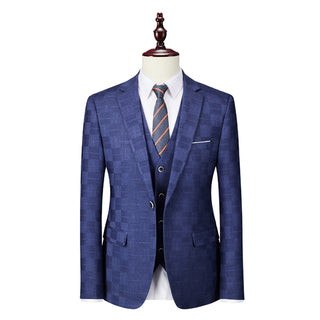 Tailored Fit Single Breasted One-button 3 Pieces Plaid Men's Wedding Suits