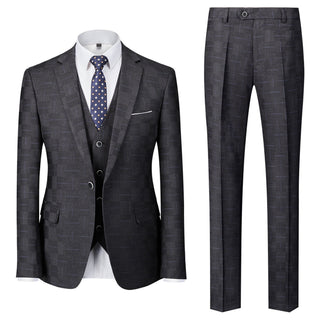 Tailored Fit Single Breasted One-button 3 Pieces Plaid Men's Wedding Suits