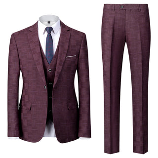 Tailored Fit Single Breasted One-button 3 Pieces Plaid Men's Wedding Suits