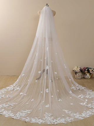 Delicate Flower Lace Cathedral Veil Bridal Veil Wedding Veil