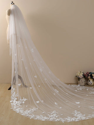 Delicate Flower Lace Cathedral Veil Bridal Veil Wedding Veil